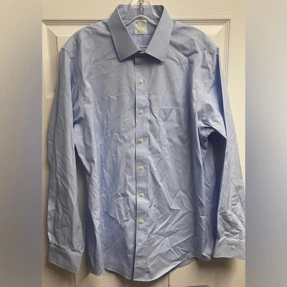 Brooks Brothers Mens Blue 100% Supima Cotton Button Down Dress Top Shirt Size 17 - Picture 1 of 6